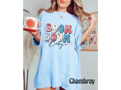 Comfort Colors® Boom Boom Baby Shirt, Retro 4th Of July Shirt