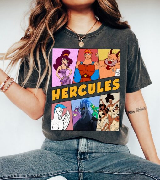 Disney Hercules Retro 90s Group Characters T-Shirt, Hercules, Megara