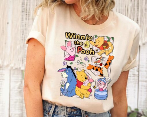 Disney Winnie The Pooh Group Shot Patterned Portrait Shirt, Pooh