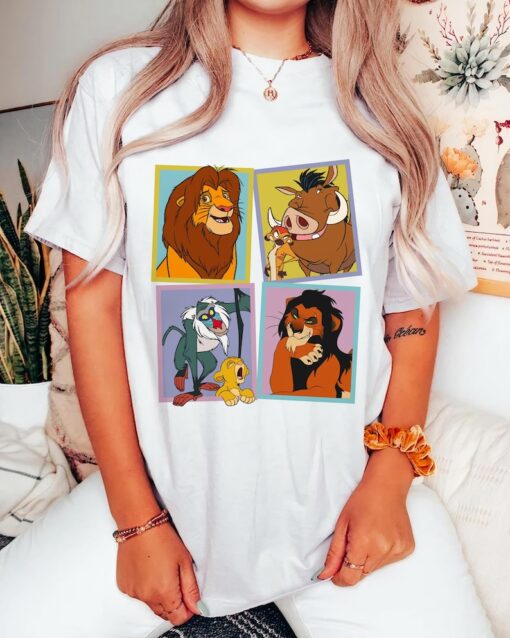 Vintage Disney The Lion King Characters Boxes T-Shirt, Mufasa, Scar