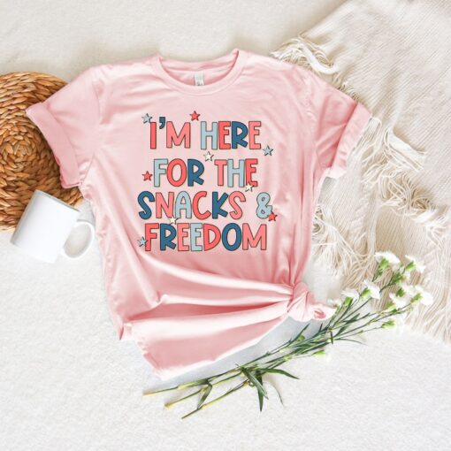 I'm Here For The Snacks and Freedom, Watercolor 4th of July Shirt
