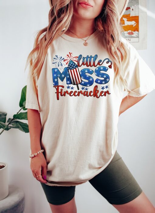 Little Miss Firecracker Shirt, 4th of July Shirt, Patriotic Shirt