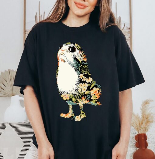 Star Wars Floral Print Tropical Porg Graphic T-Shirt, Star Wars Shirt