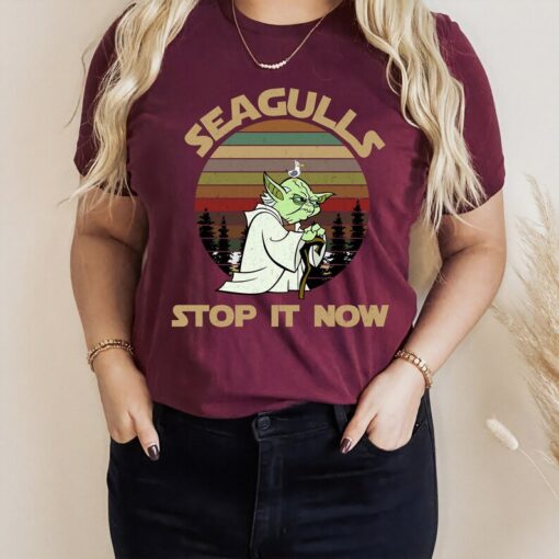 Star Wars The Mandalorian Yoda Seagulls Stop It Now Vintage Shirt