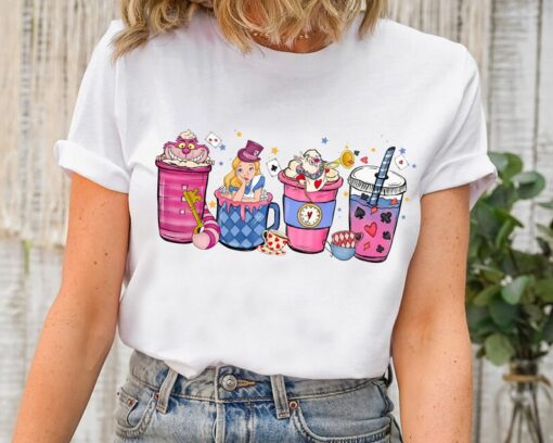 Disney Alice In Wonderland Coffee Cup Drinks Shirt