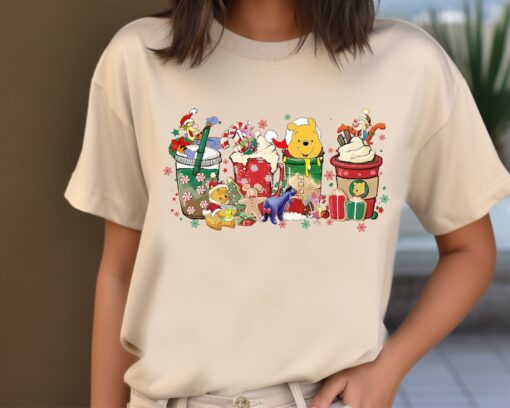 Disney Winnie The Pooh Christmas Coffee Latte Drink Cup Shirt