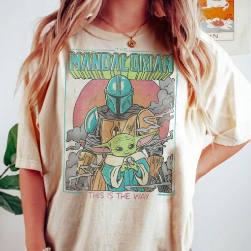 Retro Mandalorian Boba Fett And Baby Yoda Shirt, This Is The Way Shirt