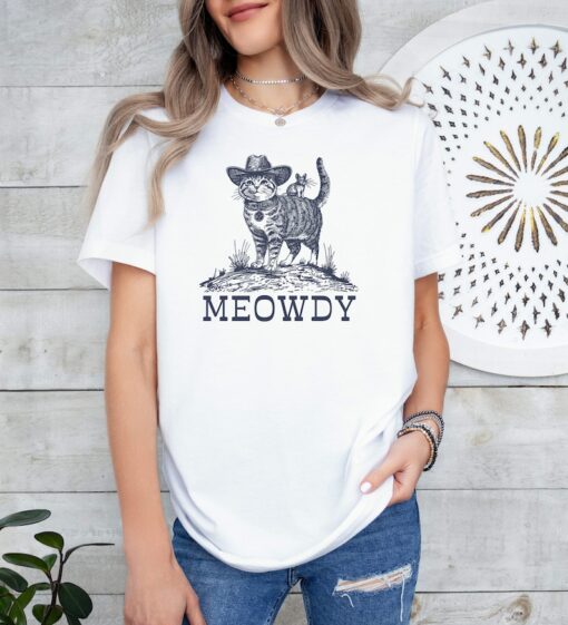 Cowboy Cat Shirt, Meowdy Shirt, Cat Lover Gift, Funny Meme Tshirt