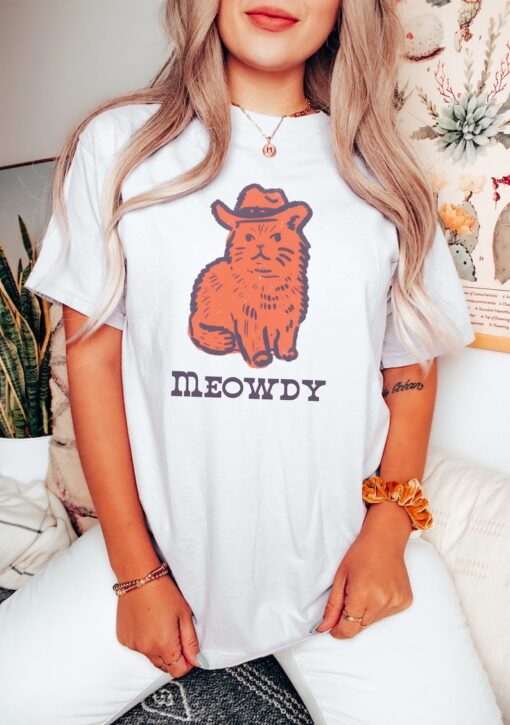 Cowboy Cat Shirt, Comfort Colors Meowdy Shirt, Cat Lover Gift
