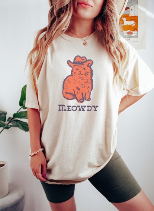 Cowboy Cat Shirt, Comfort Colors Meowdy Shirt, Cat Lover Gift