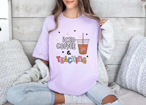 Comfort Colors® Retro Teacher Shirt, Iced Coffee & Teaching