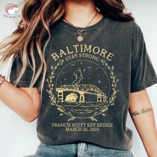 Francis Scott Key Bridge Collapse Shirt, Baltimore Stay Strong Tshirt