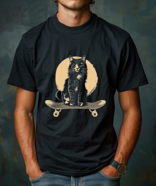 Skateboard Cat Shirt, Cool Cat Shirt,Vintage Style, Cat T Shirt
