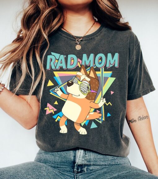 Retro Rad Mom Rad Mom Bluey Family T-Shirt Retro Chilli Heeler Shirt