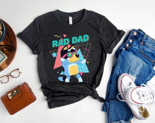 Retro Rad Dad Bluey Shirt, Retro Chilli Heeler Shirt, Chilli Heeler