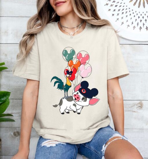 Retro Disney Moana Hei Hei And Pua Mickey Balloon Shirt, Moana Shirt