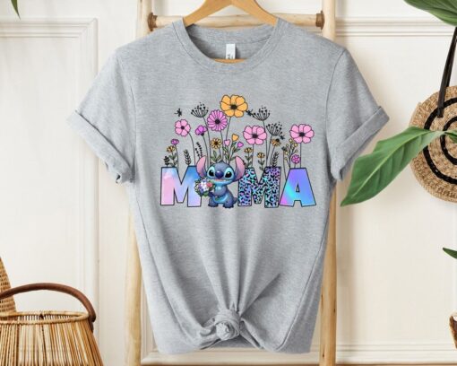 Stitch Mama Shirt, Disney Stitch Mom Tee, Floral Stitch Mama T-Shirt