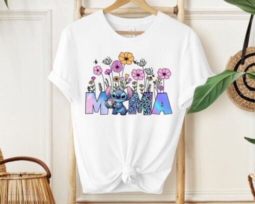 Stitch Mama Shirt, Disney Stitch Mom Tee, Floral Stitch Mama T-Shirt
