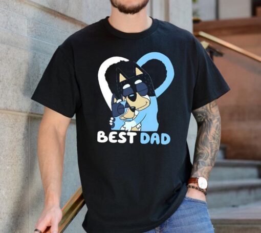 Love Bluey Daddy Heart Vintage Shirt, Bluey Dad Retro 90s Tee