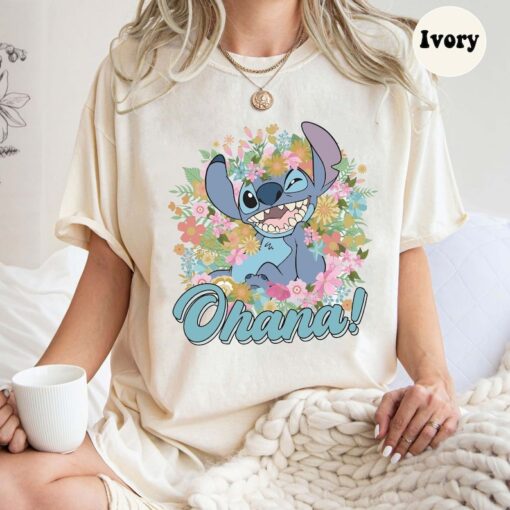 Vintage Disney Stitch Ohana Comfort Colors Shirt, Stitch Aloha Shirt