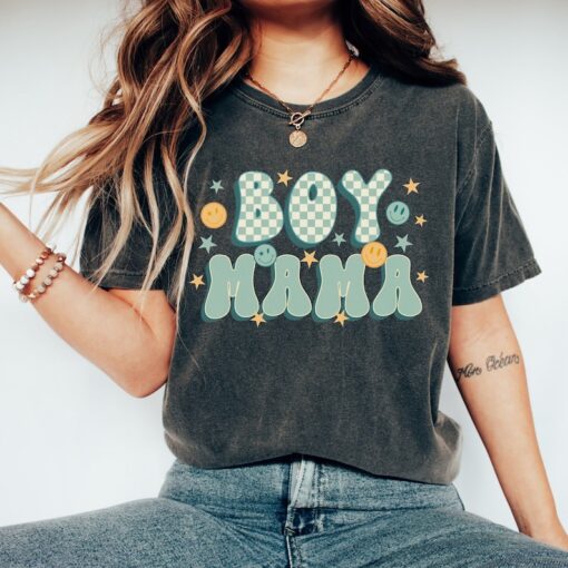 Comfort Colors Retro Boy Mama Shirt, Mother's Day Gifts For Boy Mama