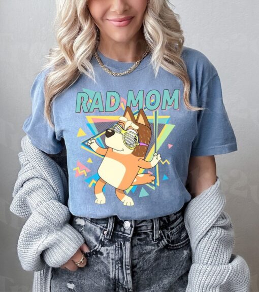 Retro Rad Mom Rad Mom Bluey Family T-Shirt Retro Chilli Heeler Shirt