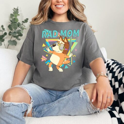 Retro Rad Mom Bluey Couple Shirt Bluey Rad Mom Family Shirt Bluey Mum