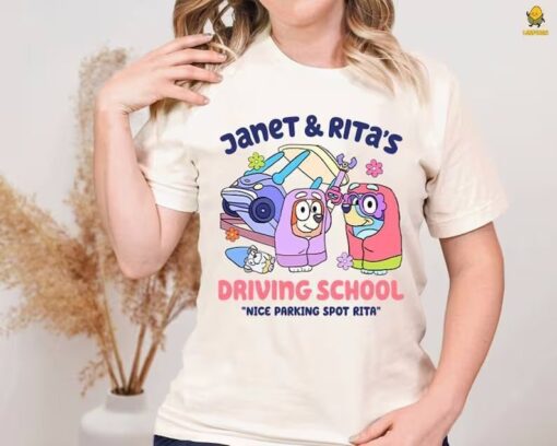 Bluey Janet and Rita Driving School Shirt Nice Parking Spot Rita