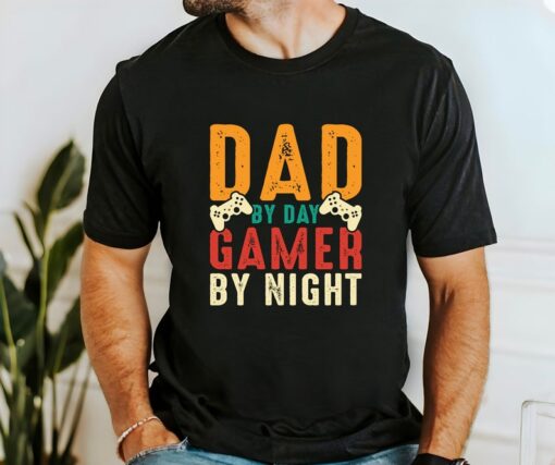 Dad By Day Gamer By Night Shirt, Cool Dada Shirt, Gift For Papa