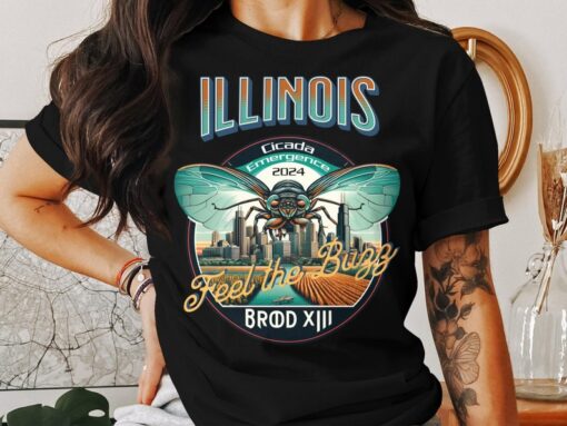 Illinois Cicada Emergence 2024 Shirt with Illinois Iconic Landscape