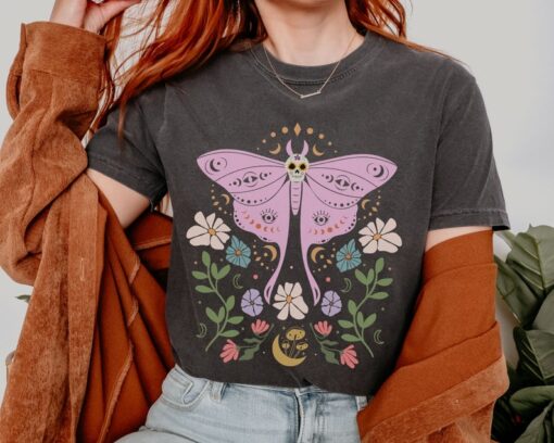 Boho Luna Moth Flowers Shirt