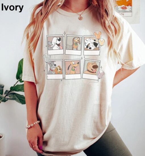 Vintage Disney Dogs Comfort Colors Shirt, Disney Polaroid Shirt