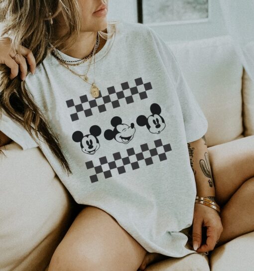 Retro Disney Shirt- Mickey Checkered - Disney Graphic Tee - Disney