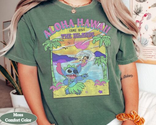 Disney Lilo & Stitch Aloha Hawaii Come Visit The Islands Retro Shirt