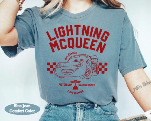 Disney Pixar Lightning MC Queen Racing Portrait Retro Shirt