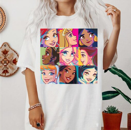 Disney Princess Characters Pop Art Grid T-Shirt, Magic Kingdom Shirt