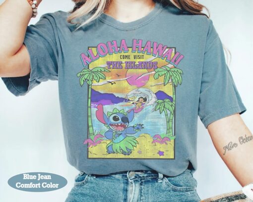 Disney Lilo & Stitch Aloha Hawaii Come Visit The Islands Retro Shirt