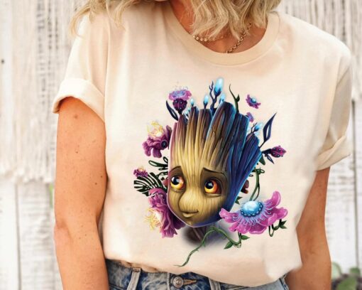 Marvel Guardians Of The Galaxy Groot Flowers Graphic Shirt