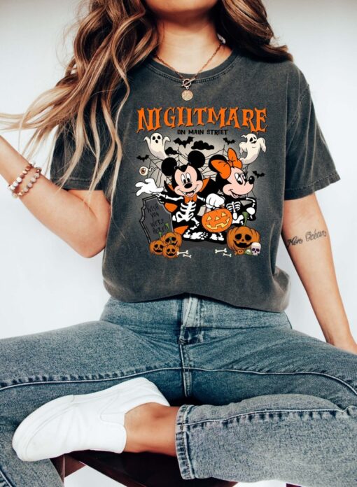 Retro Mickey Minnie Halloween Shirts, Vintage Disney Halloween T-shirt