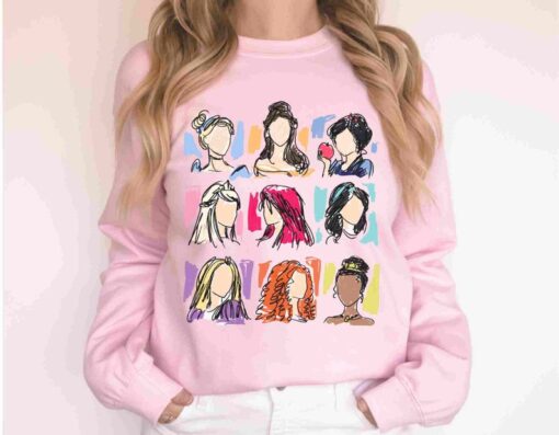 Disney Princess Sweatshirt | Princess Doodle Sweatshirt