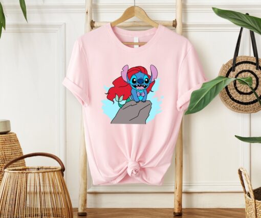 Funny Stitch and Ariel Shirt, Disney Princess Shirt