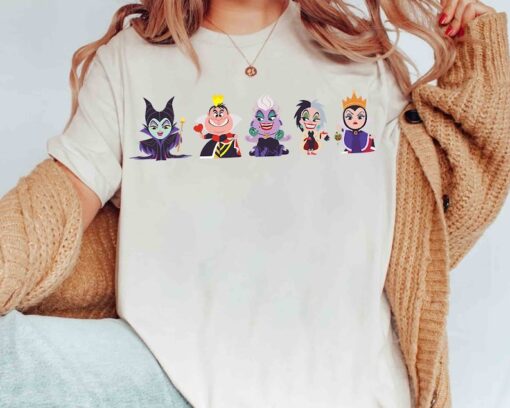 Disney Villains Characters Group Kawaii Chibi Evil Queens T-Shirt