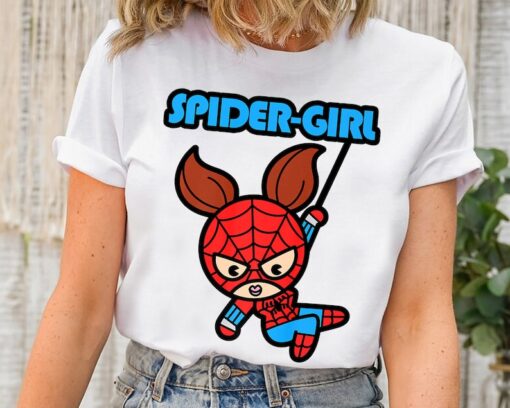 Marvel Spider-Girl Swinging Cute Kawaii Spider-man Holiday T-shirt