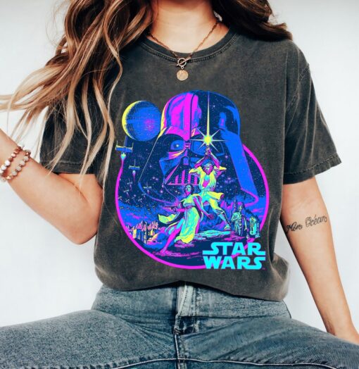 Star Wars Bright Classic Neon Poster Art GraphicShirt