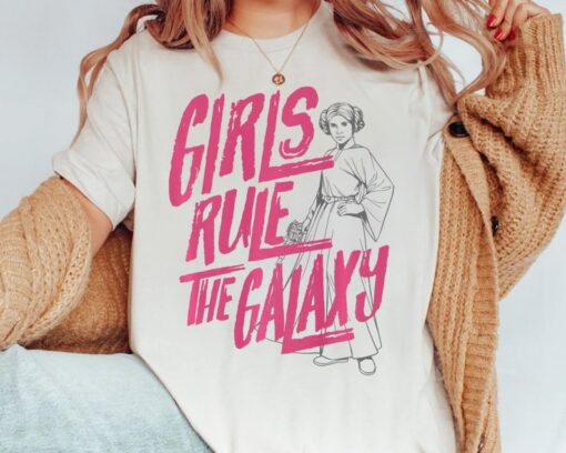 Star Wars Princess Leia Girls Rule The Galaxy Sketch Retro Shirt