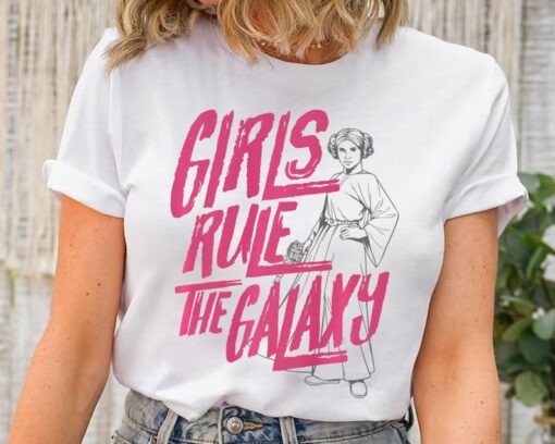 Star Wars Princess Leia Girls Rule The Galaxy Sketch Retro Shirt