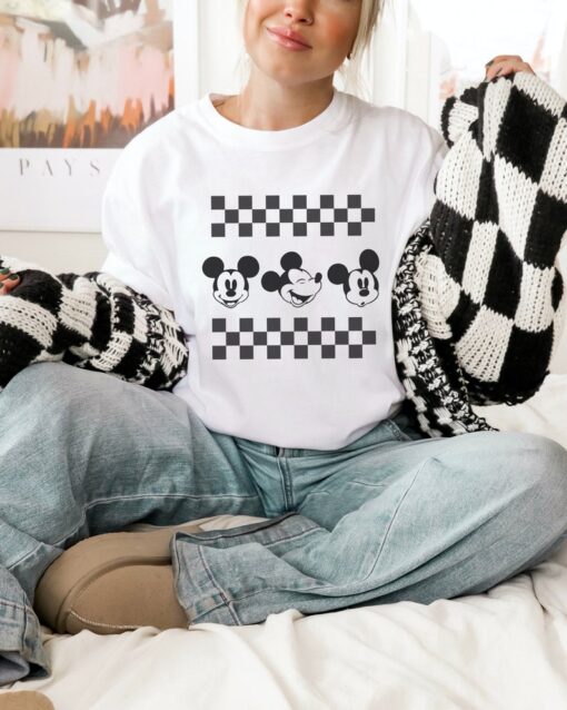 Retro Disney Shirt- Mickey Checkered - Disney Graphic Tee - Disney