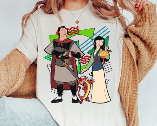 Disney Retro 90s Style Group Shot Mulan Characters Squad Shirt