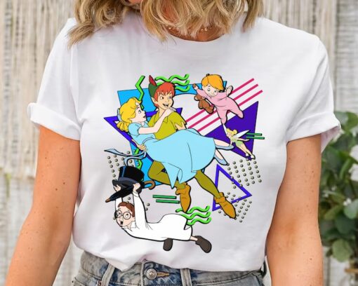 Disney Retro 90s Style Group Shot Peter Pan Characters Squad Shirt