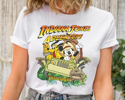 Disney Mickey Mouse And Pluto Dog Indiana Jones Adventure Shirt